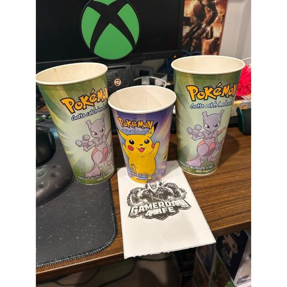 3 Vintage 1999 Burger King POKÉMON Paper Cups The First Movie Nintendo